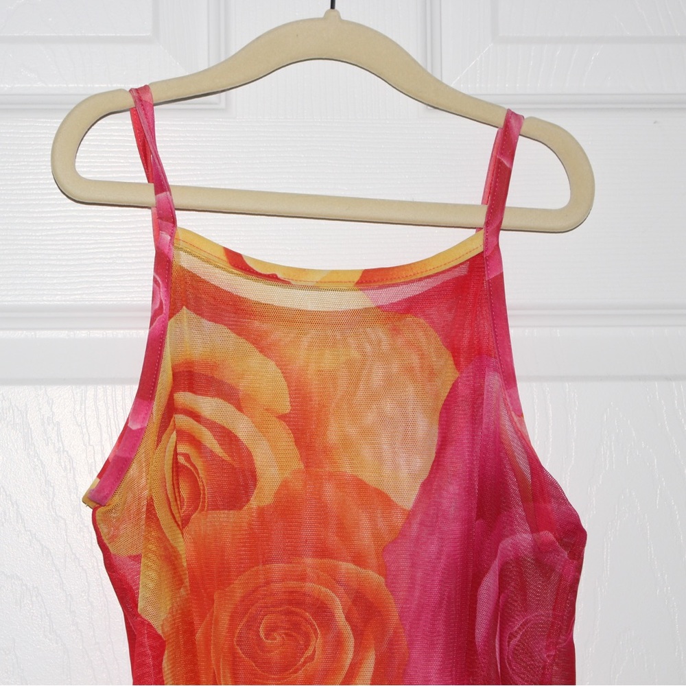 Thrifted Mesh Y2K Floral Top